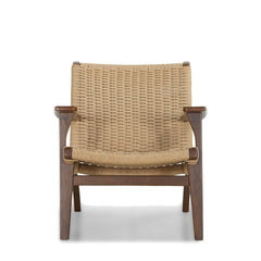 Drummond Accent Chair in walnut frame with woven danish cord — front view — What&