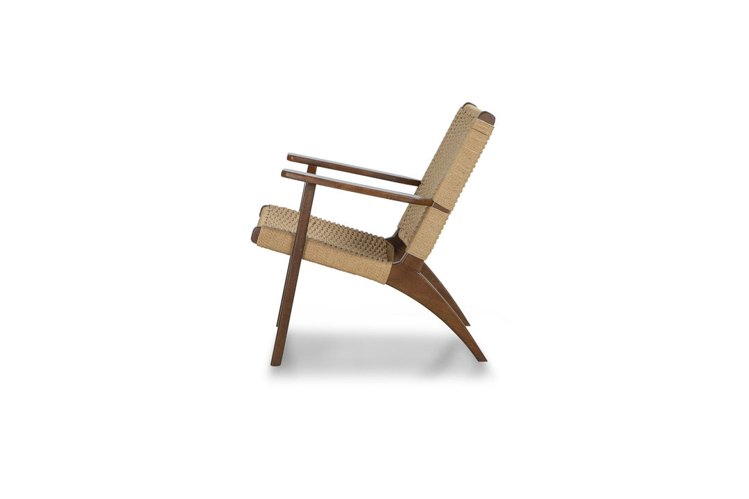 Drummond Accent Chair in walnut frame with woven danish cord — side view — What&