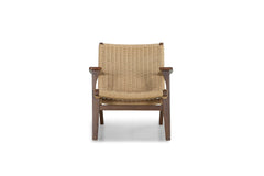 Drummond Accent Chair in walnut frame with woven danish cord — front view — What&