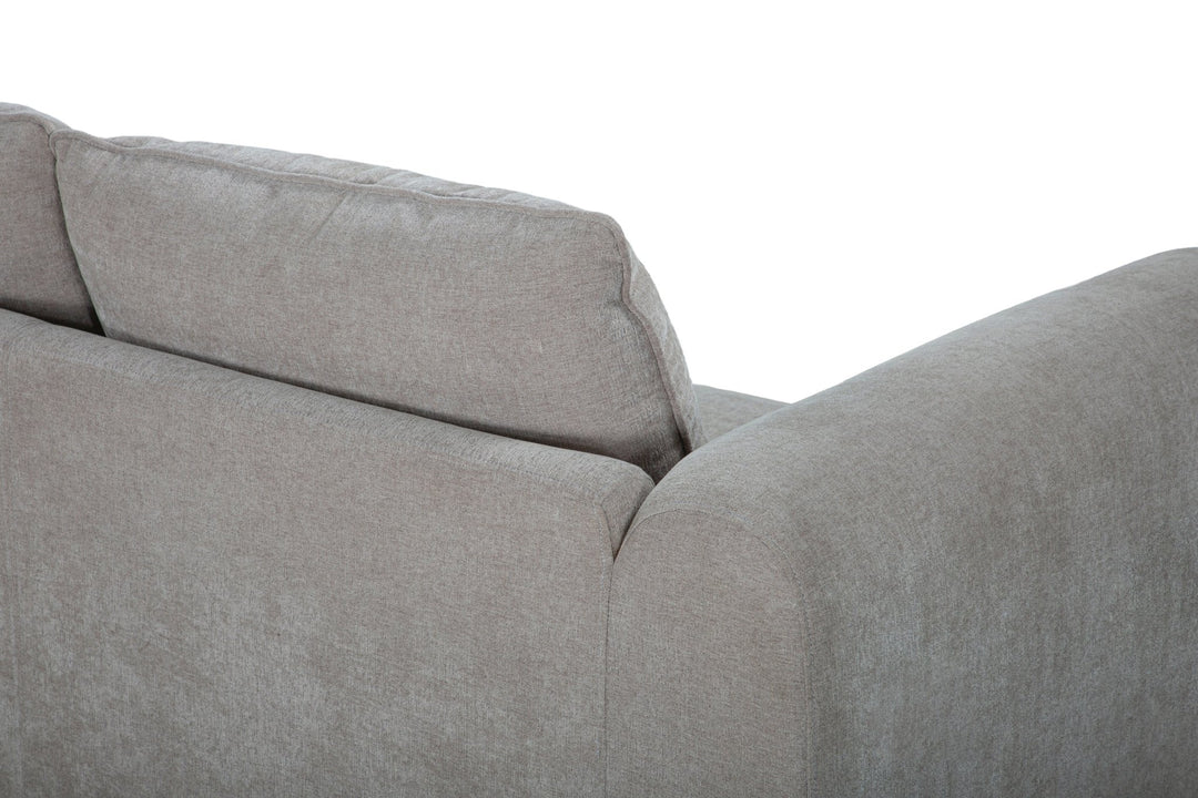 Fairhaven 3-Seater Sofa in Dine Latte greige — fabric and detail closeup — What&