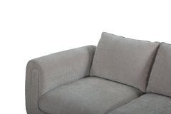 Fairhaven 3-Seater Sofa in Dine Latte greige — fabric and detail closeup — What&