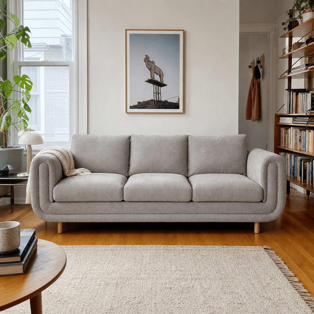 The Fairhaven 3-Seater Sofa in Dine Latte styled in a Portland home - Whats New Furniture