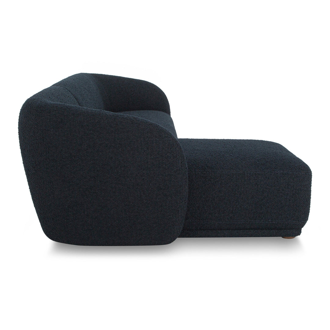 Finn LHF Chaise Sectional in Olana Black fabric - side profile - mid-century modern sectional - Whats New Furniture Portland OR