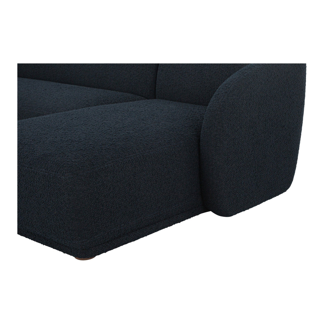 Finn LHF Chaise Sectional in Olana Black fabric - seam and texture detail - mid-century modern sectional - Whats New Furniture Portland OR