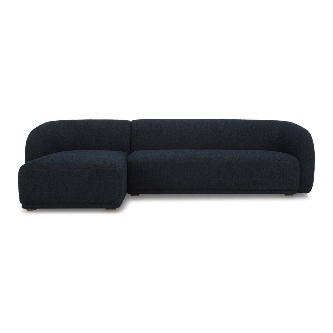 Finn LHF Chaise Sectional in Olana Black fabric - front view - mid-century modern sectional - Whats New Furniture Portland OR