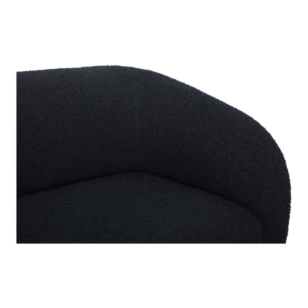 Finn LHF Chaise Sectional in Olana Black fabric - arm and stitching detail - mid-century modern sectional - Whats New Furniture Portland OR