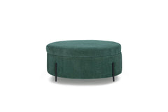 Fulton Round Storage Ottoman in emerald green — front view — What&