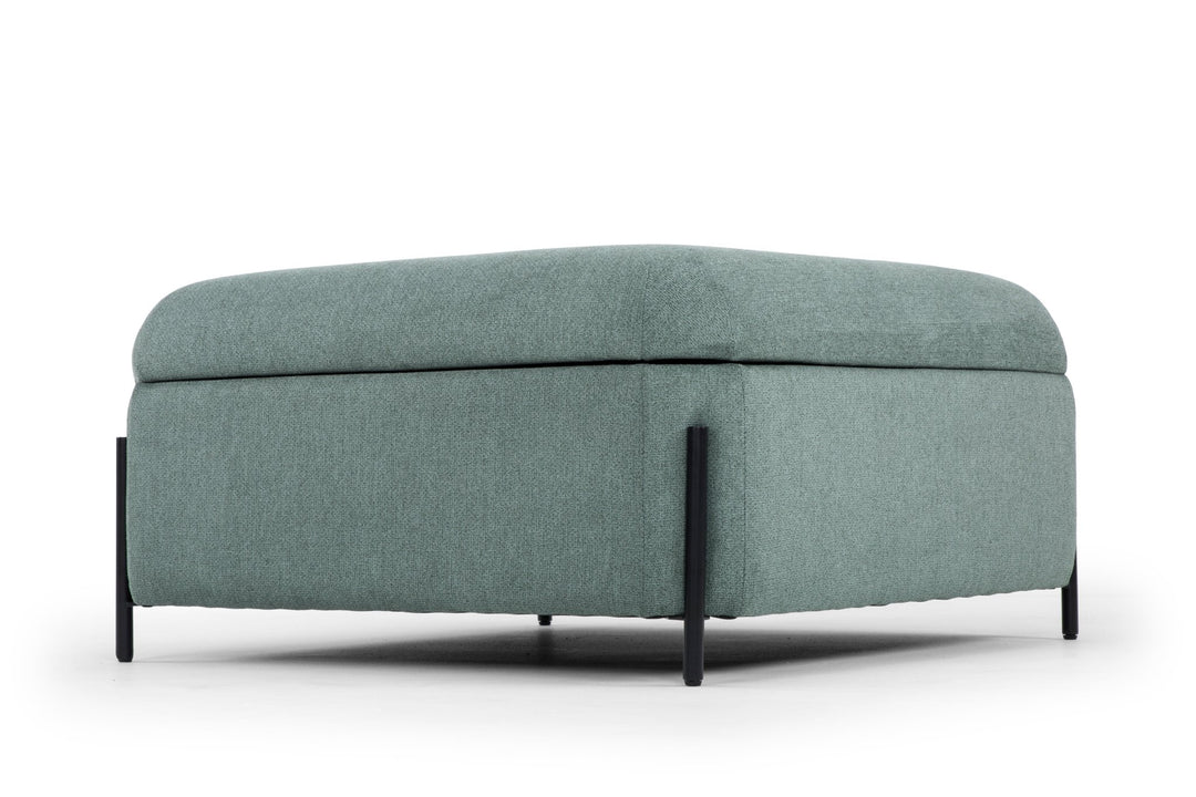 Fulton Square Storage Ottoman in sage green — detail view — What&