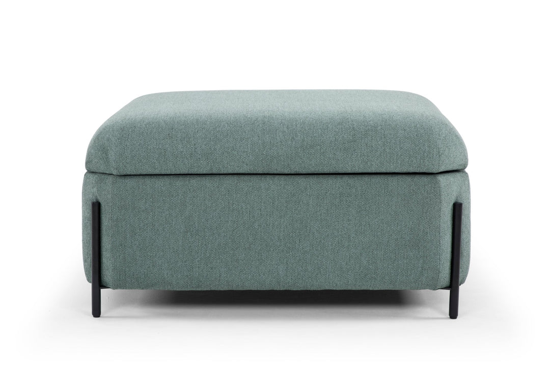 Fulton Square Storage Ottoman in sage green — detail view — What&