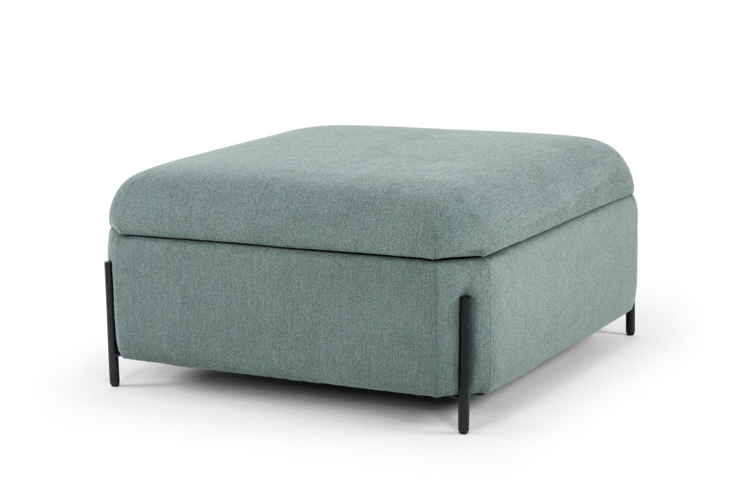 Fulton Square Storage Ottoman in sage green — detail view — What&