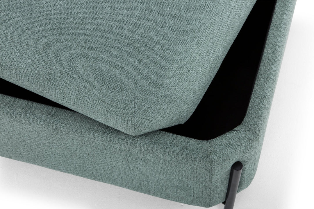 Fulton Square Storage Ottoman in sage green — detail view — What&