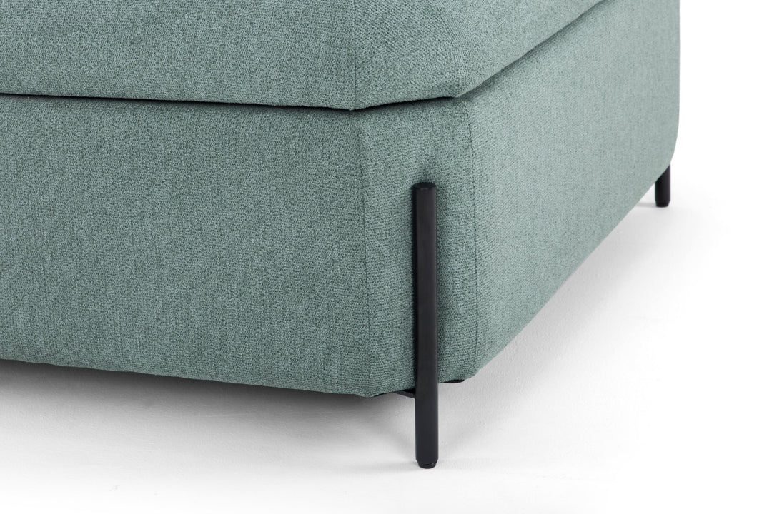 Fulton Square Storage Ottoman in sage green — detail view — What&