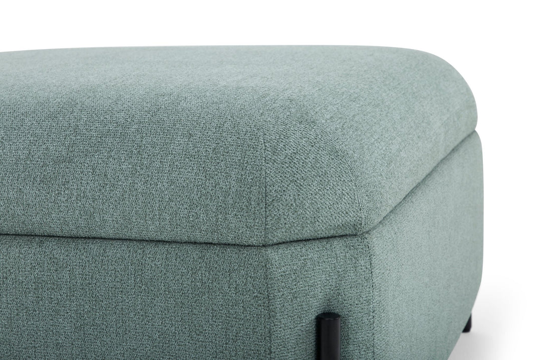 Fulton Square Storage Ottoman in sage green — detail view — What&