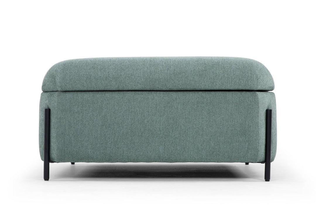 Fulton Square Storage Ottoman in sage green — detail view — What&
