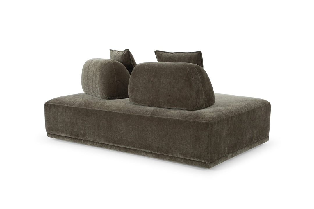 Garden Ottoman in moss olive green — back view — What&