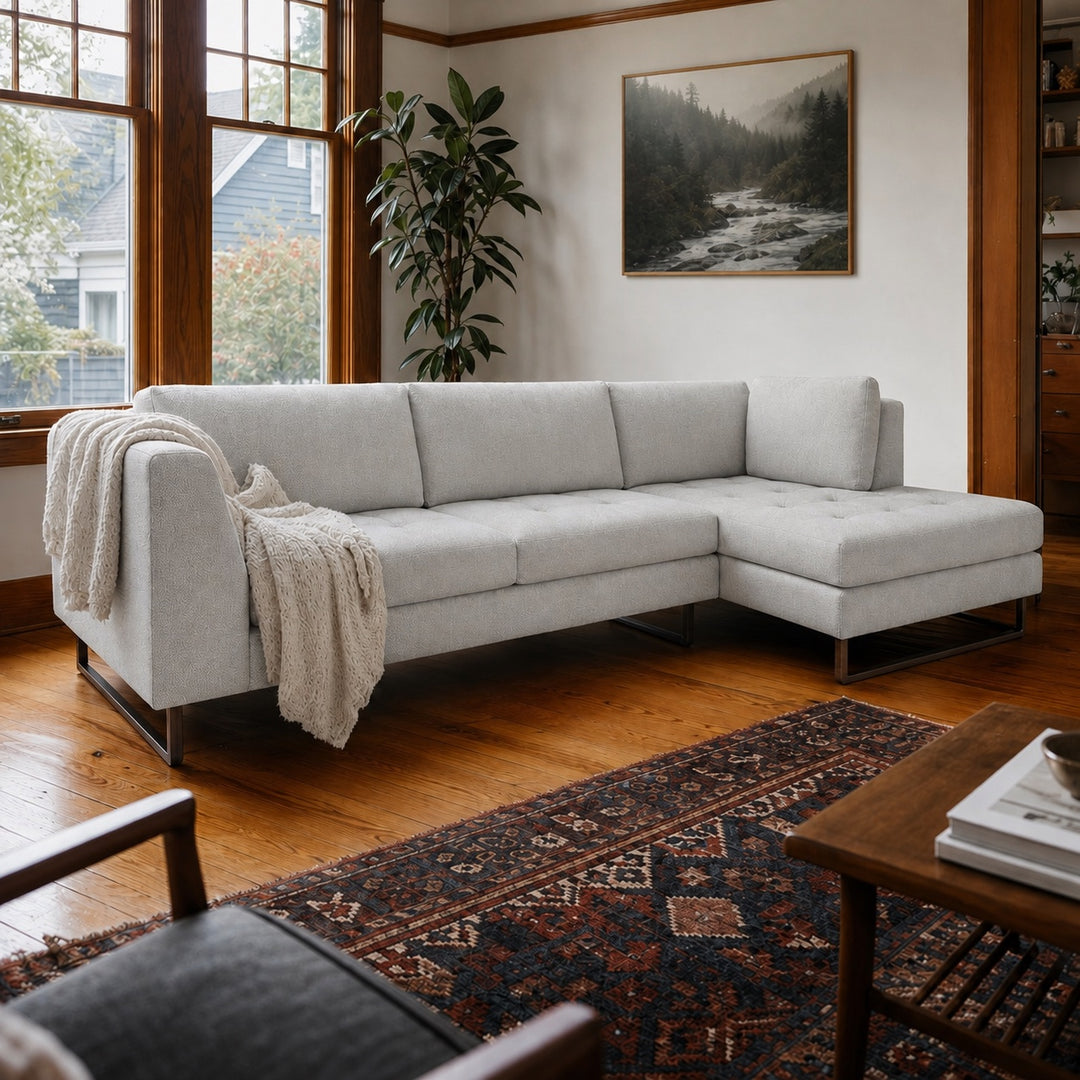 The Hawthorne Sectional in Altro Kit RHF styled in a Portland living room - Whats New Furniture