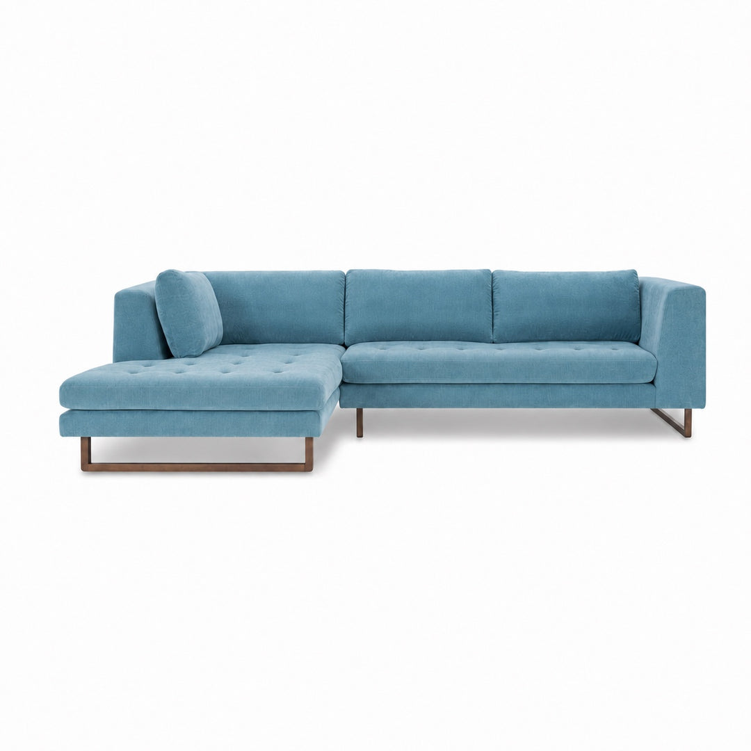 The Hawthorne Sectional in Moss Turquoise LHF front view - chaise sectional by What&