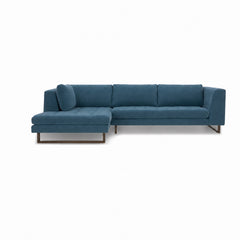 The Hawthorne Sectional in Moss Navy LHF front view - chaise sectional by What&