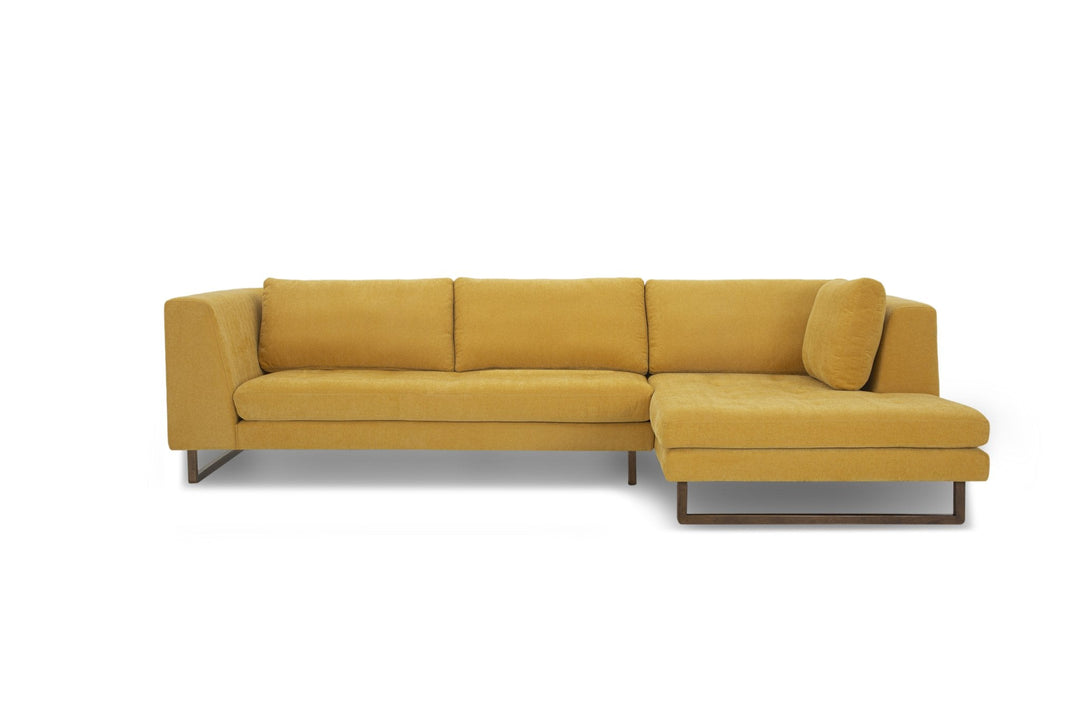 Hawthorne Sectional in Dine Mustard RHF front view - chaise sectional by What&