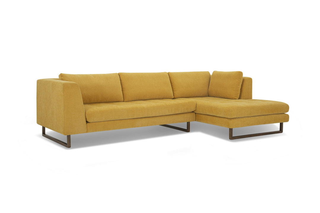 Hawthorne Sectional in Dine Mustard RHF angle view - chaise sectional by What&