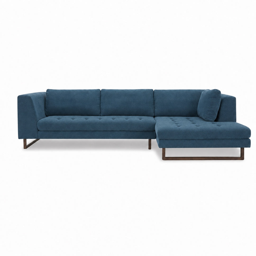 The Hawthorne Sectional in Moss Navy RHF front view - chaise sectional by What&