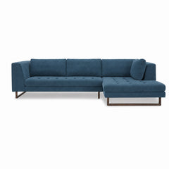 The Hawthorne Sectional in Moss Navy RHF front view - chaise sectional by What&