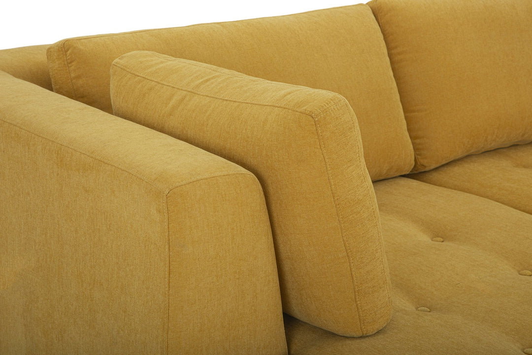 Hawthorne Sectional in Dine Mustard LHF detail view - chaise sectional by What&