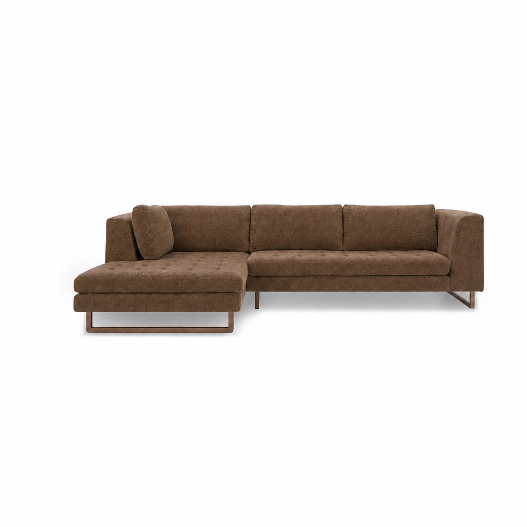 The Hawthorne Sectional in Ruby Walnut LHF front view - chaise sectional by What&