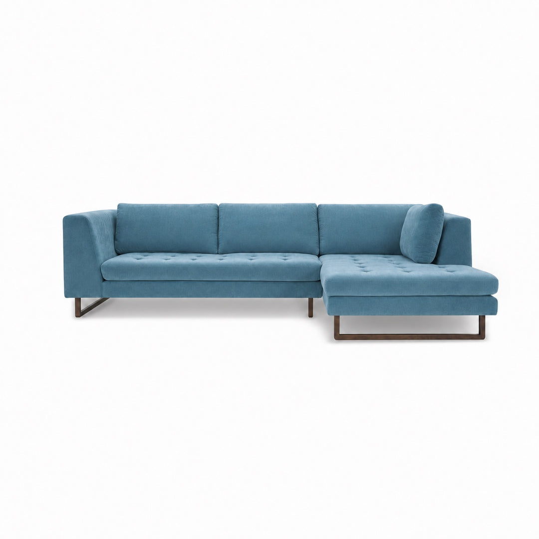 The Hawthorne Sectional in Moss Turquoise RHF front view - chaise sectional by What&