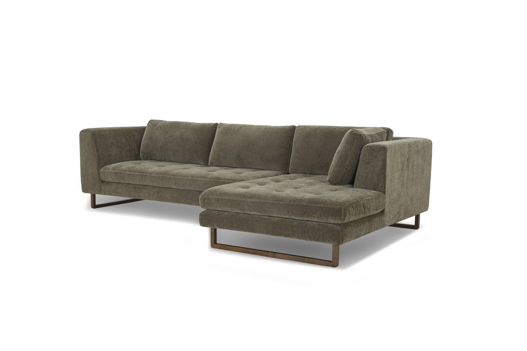 The Hawthorne Sectional in Moss Olive Green RHF angle view - chaise sectional by What&