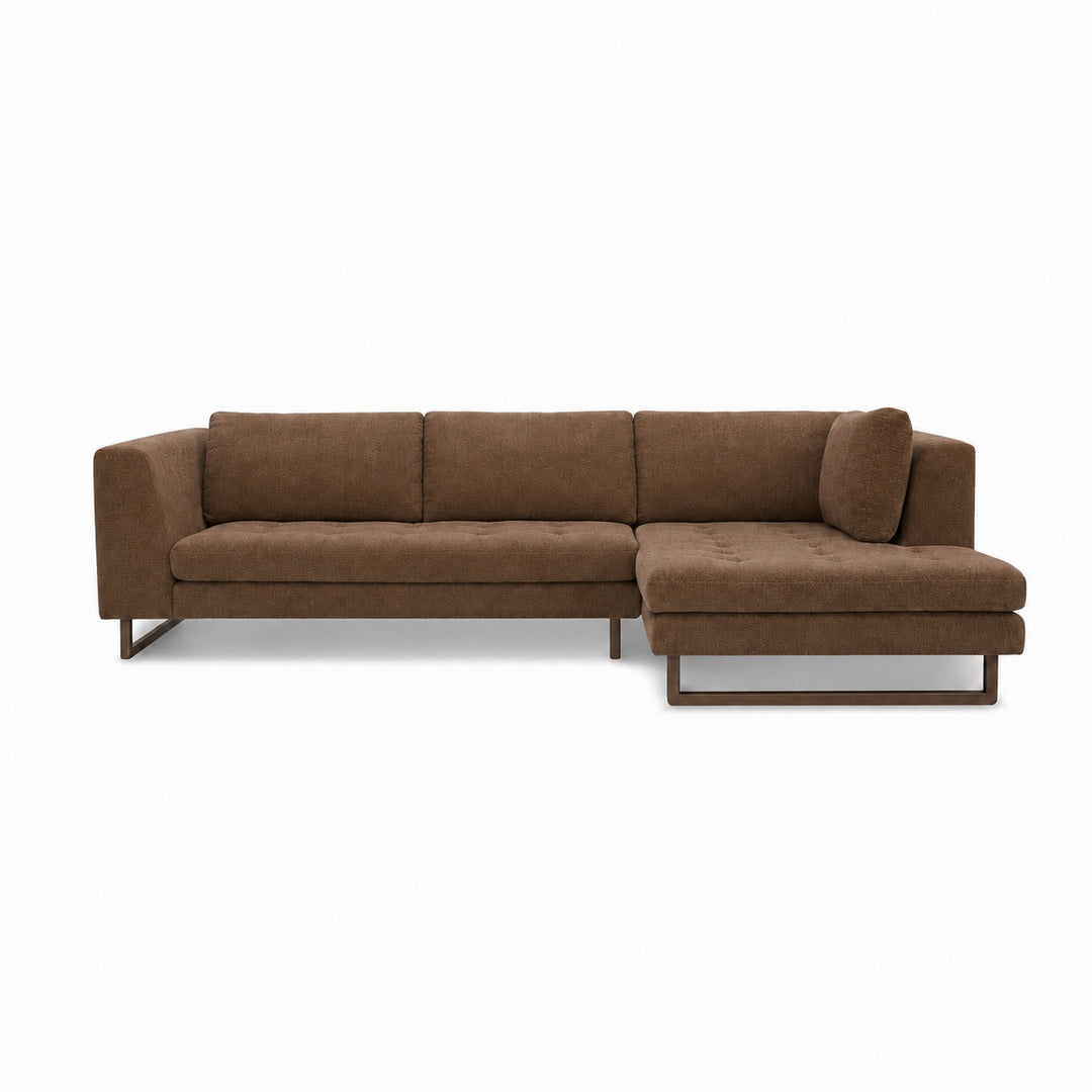 The Hawthorne Sectional in Ruby Walnut RHF front view - chaise sectional by What&