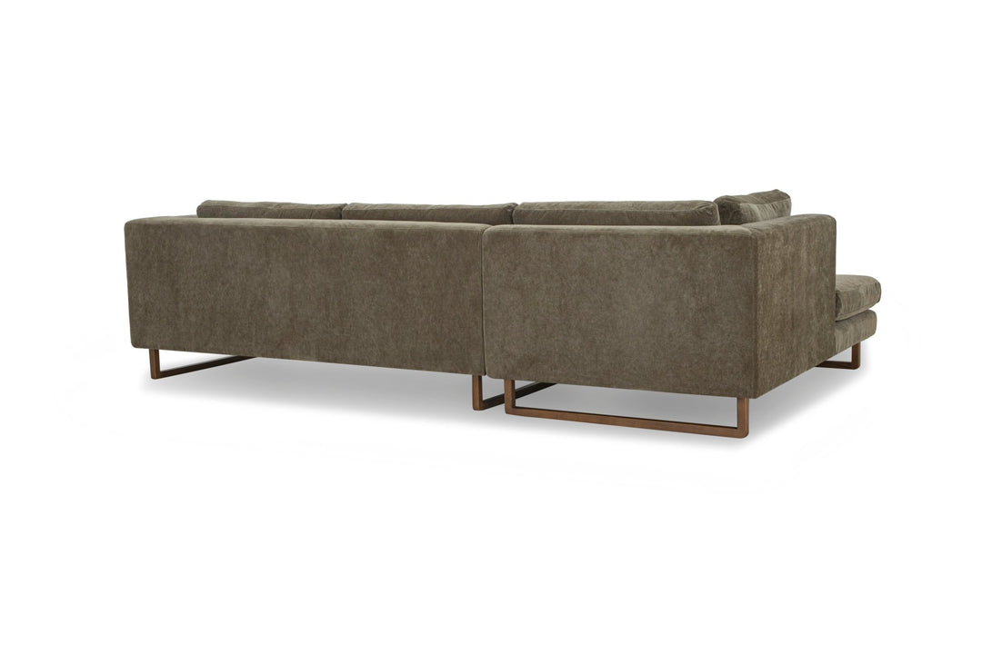 Hawthorne Sectional in Moss Olive Green LHF back view - chaise sectional by What&
