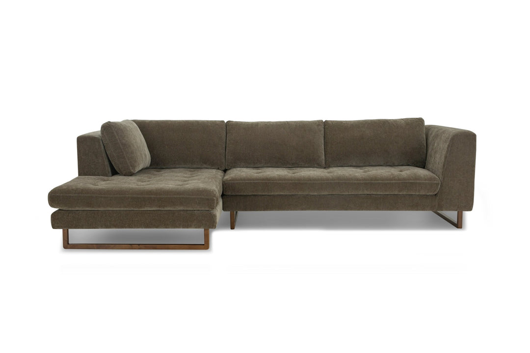 Hawthorne Sectional in Moss Olive Green LHF front view - chaise sectional by What&