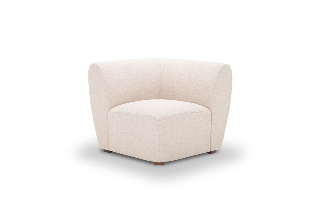 Hayden Modular Sectional corner piece in Pasha Dune cream bouclé — build-your-own curved sectional — What&