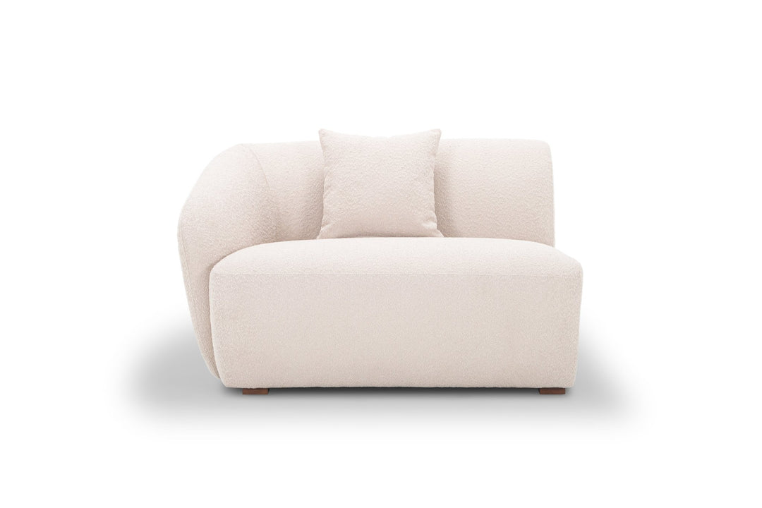 Hayden Modular Sectional left-arm piece in Pasha Dune cream bouclé — build-your-own curved sectional — What&