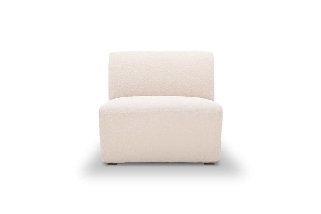 Hayden Modular Sectional armless center piece in Pasha Dune cream bouclé — build-your-own curved sectional — What&