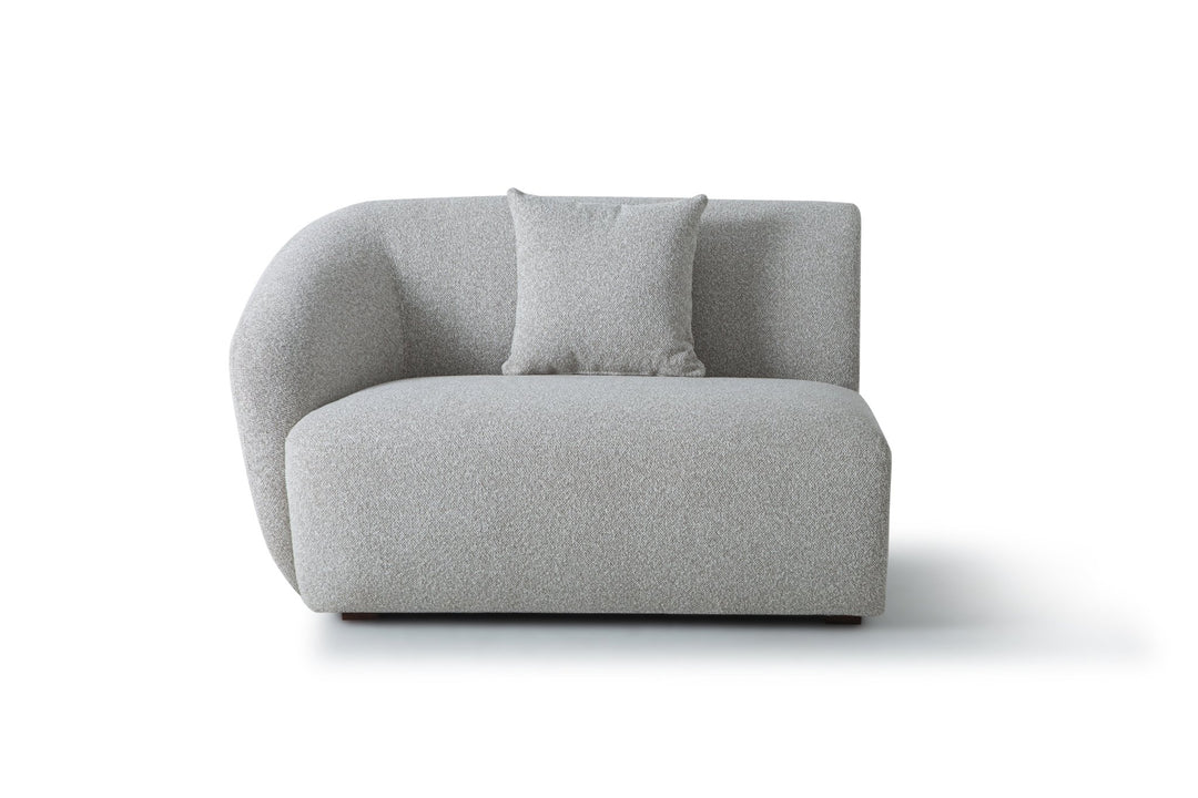 Hayden Modular Sectional left-arm piece in Vista Champagne speckled grey bouclé — build-your-own curved sectional — What&