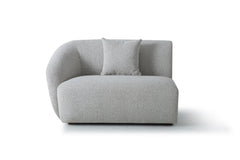 Hayden Modular Sectional left-arm piece in Vista Champagne speckled grey bouclé — build-your-own curved sectional — What&