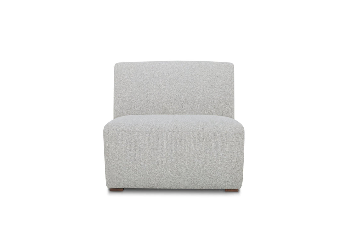 Hayden Modular Sectional armless center piece in Vista Champagne speckled grey bouclé — build-your-own curved sectional — What&
