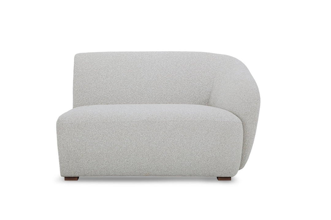 Hayden Modular Sectional right-arm piece in Vista Champagne speckled grey bouclé — build-your-own curved sectional — What&
