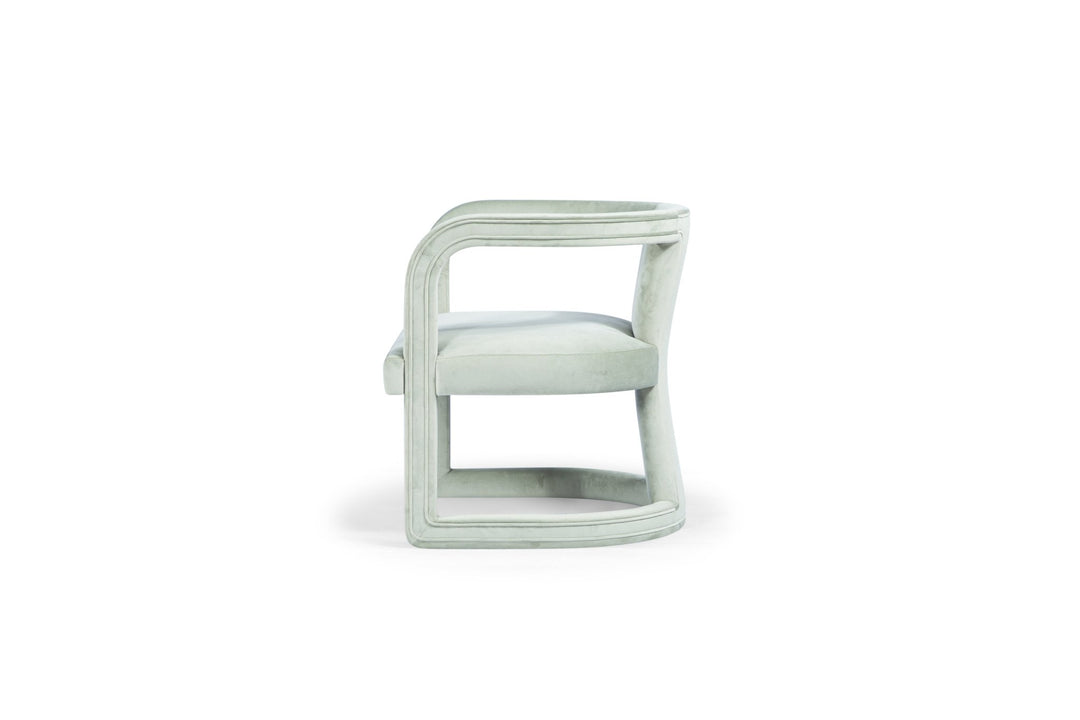 Knowles Accent Chair in moss green — side view — What&