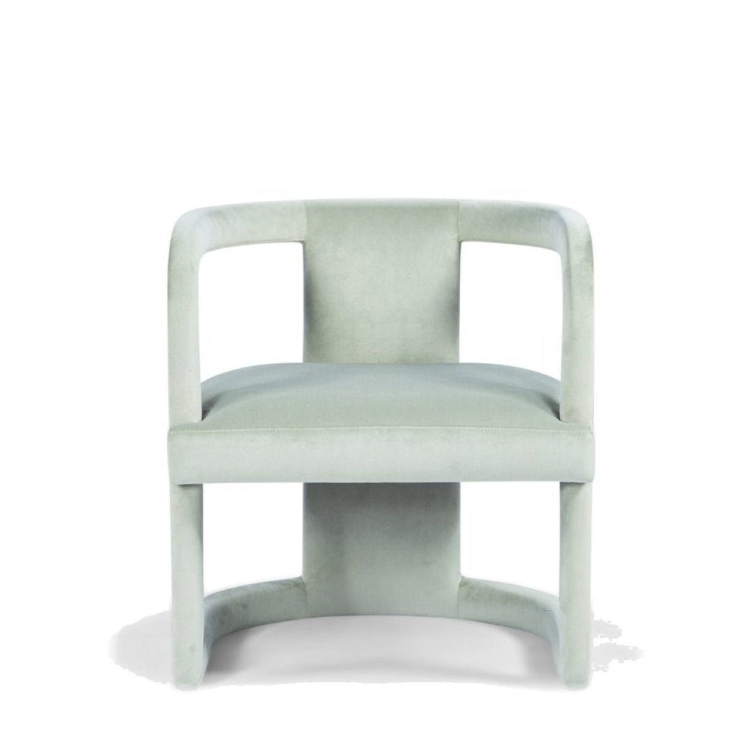 Knowles Accent Chair in moss green — front view — What's New Furniture Portland