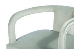 Knowles Accent Chair in moss green — fabric and detail closeup — What&
