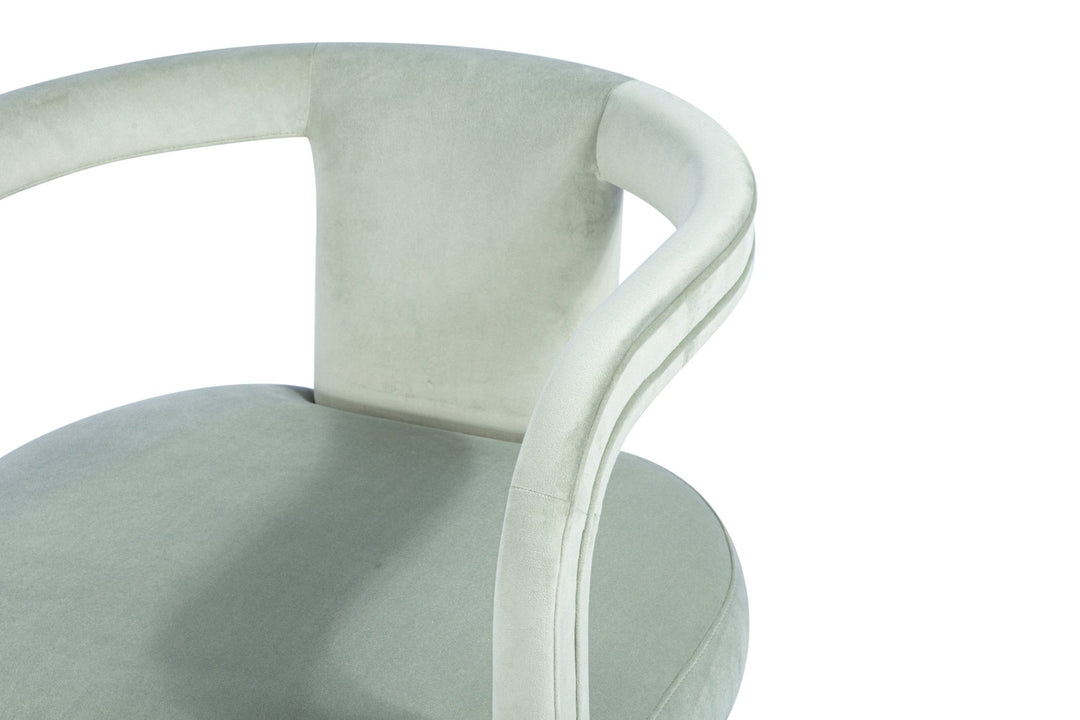 Knowles Accent Chair in moss green — fabric and detail closeup — What&