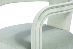 Knowles Accent Chair in moss green — fabric and detail closeup — What&