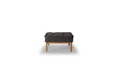 Lewis Fabric-Top Coffee Table in anthracite tufted top on wood frame — side view — What&