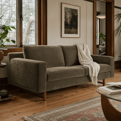 Pettygrove 2-Seater Sofa in Moss Olive Green styled in a Portland living room - Whats New Furniture