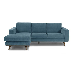 Glenwood Reversible Sectional in Moss Turquoise fabric - front view - mid-century modern sectional - Whats New Furniture Portland OR
