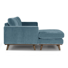 Glenwood Reversible Sectional in Moss Turquoise fabric - side profile - mid-century modern sectional - Whats New Furniture Portland OR