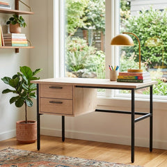 Hawthorne Desk styled in a bright Portland mid-century modern interior - Whats New Furniture